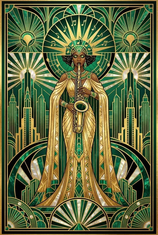 Ein glamouröses, elegantes und opulentes Art-Déco-Poster mit klaren geometrische